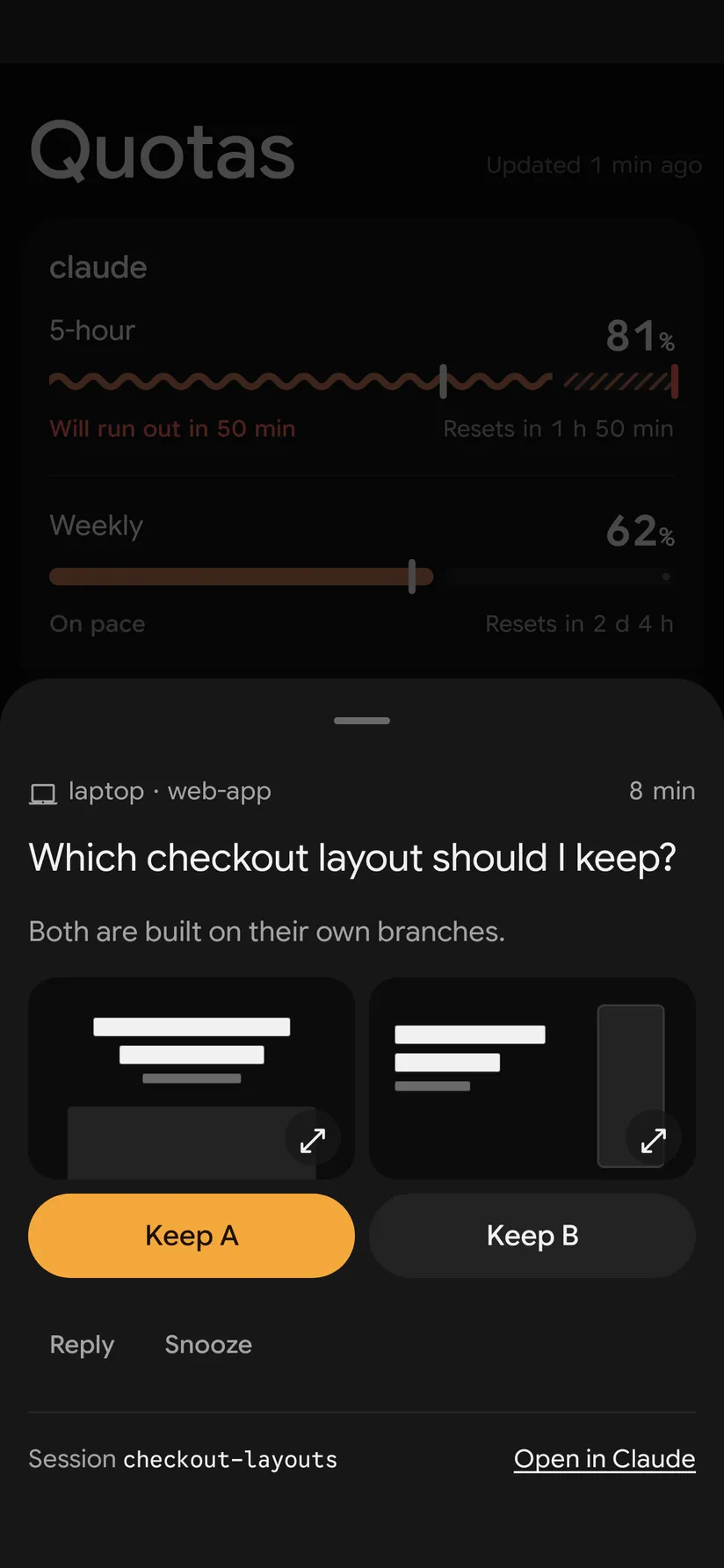 A question with two images in Android's sheet
